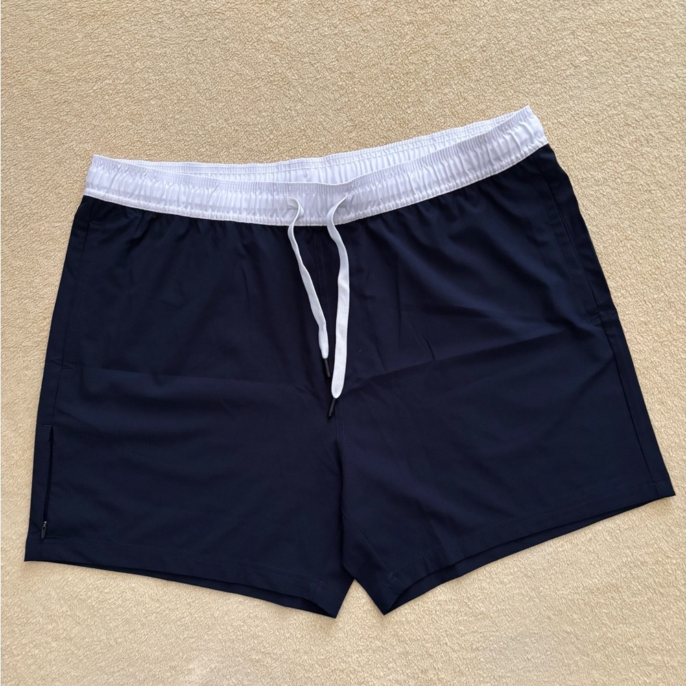 BYLT Navy Premium with White Waistband Athletic Shorts Gym running men’s size XL